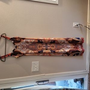 Worn once, Patterned and Beaded Maxi Dress - M